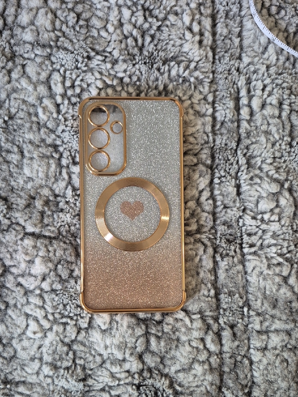 Samsung Galaxy S24 Fe Glitter Rose Gold Phone Case with Magnetic Ring